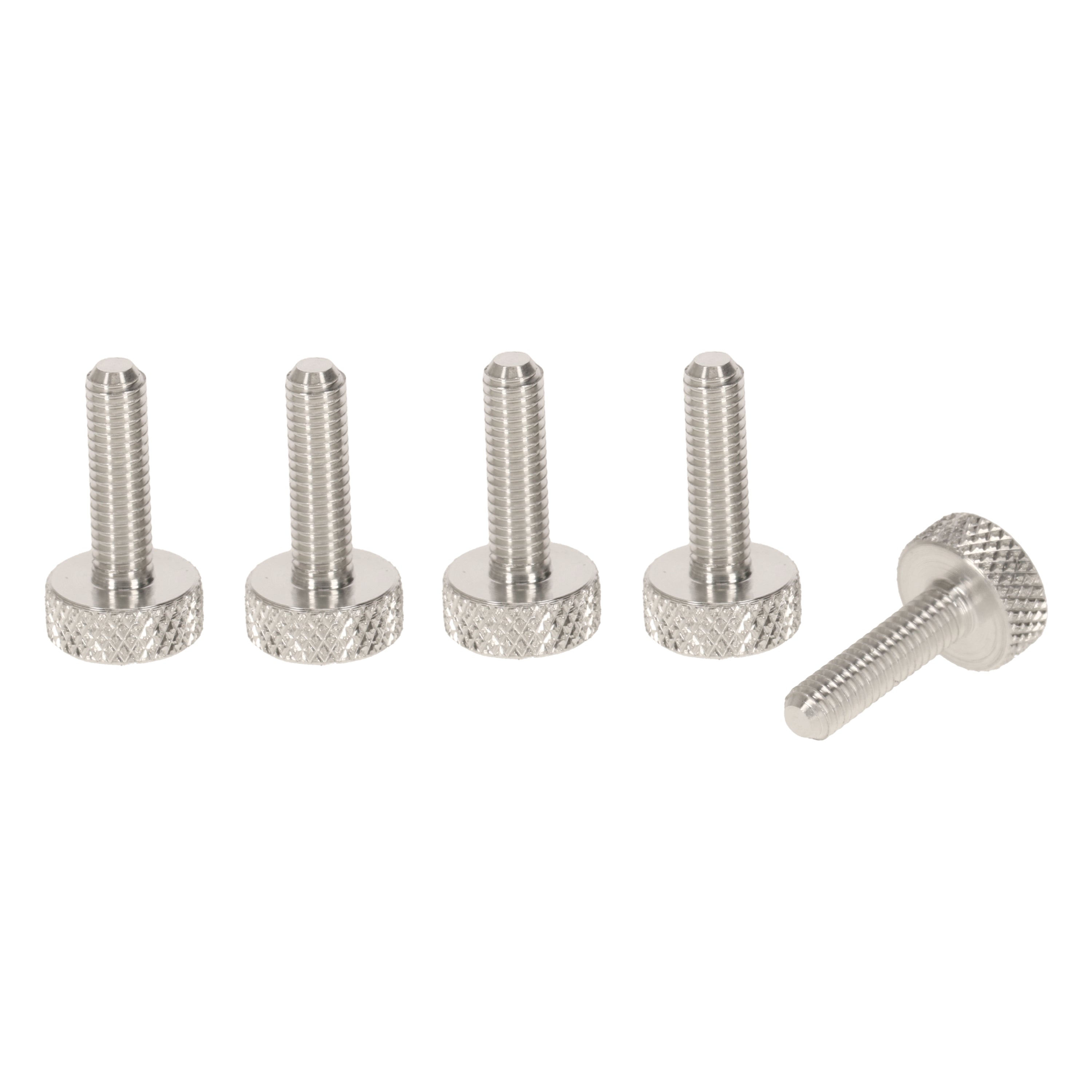M4 x 15mm Flat Knurled Thumb Screws L-19mm (Set of 5) - Aluminium